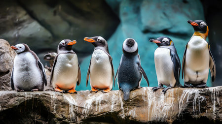 Gentoo penguins in a zoo, animals in the zooの素材
