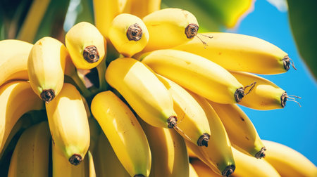 Bunch of bananas on the tree. Selective focus. nature.の素材