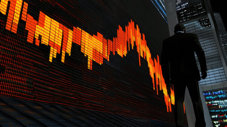 Stock market graph on digital screen. Financial and trading concept. Double exposure.の素材