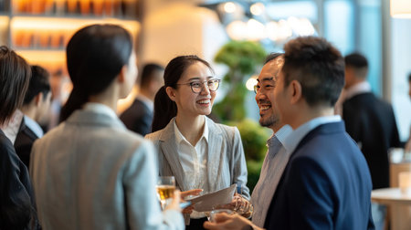 Group of asian business people having a meeting in a coffee shopの素材
