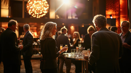 Group of business people drinking cocktails in a pub. Focus on womanの素材