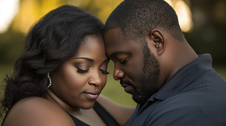 Beautiful african american couple in love embracing each other.の素材