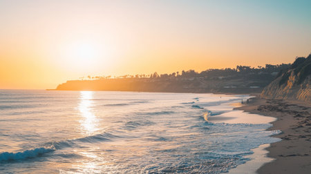 Sunset on the beach in Laguna Beach, California, USAの素材