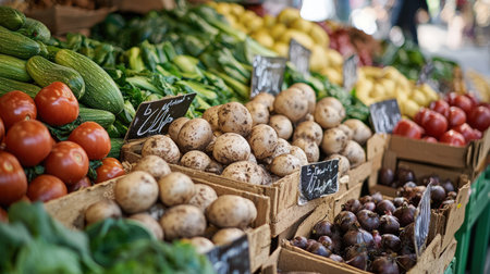 Vegetables at the market. Healthy food. Vegetables on the counter.の素材