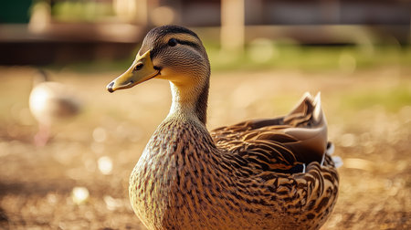 Beautiful mallard duck on the farm. Close-up.の素材