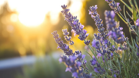 Lavender flowers in the field at sunset. Soft focus. Nature background.の素材