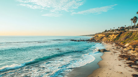 Panoramic view of Santa Barbara beach, California, USA.の素材