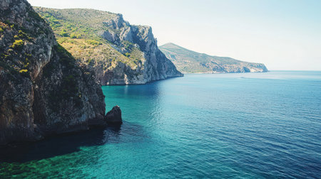 Rocky coast in Zakynthos island, Greece. View from above.の素材
