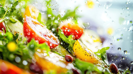 Fresh vegetable salad with cherry tomatoes, arugula and pomegranateの素材