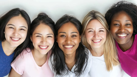 Portrait of a group of diverse women smiling and looking at the cameraの素材