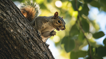 Squirrel on a tree in the forest. Sciurus carolinensisの素材