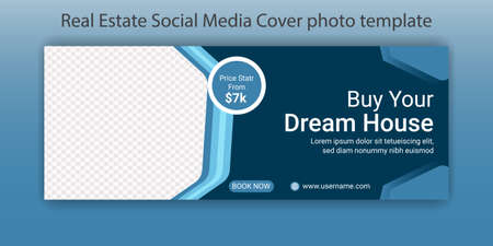 Social Media Banner Template Design For Real Estate Business. Apartment landmark digital poster, Project For Elegant flat sale agency. Commercial & Residential Timeline cover page layout.の写真素材