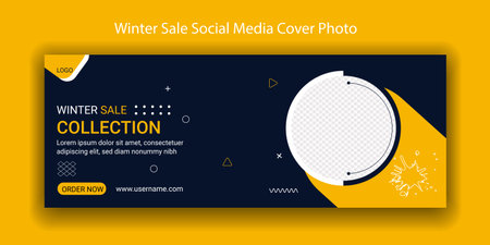 Winter Fashion Sale Social media Web Banner Cover photo Template Design. Creative Business Online Poster. Promotional Branding For Seasonal  Business. Social Media Timeline Cover pageのイラスト素材