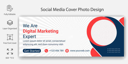 Social Media Banner Design for Digital Marketing Agency Business. Editable Social Media Template for Digital Marketing Business. Social Media Advertising post Background. Easy To Edit eps fileのイラスト素材