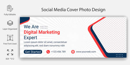 Social Media Web Banner or digital Cover photo Template. Editable Marketing expert Social Media Banner Template design. . Promotion Brand Sale Streaming Presentation.のイラスト素材
