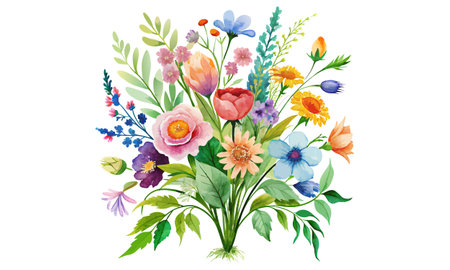 Watercolor Bouquet with Wildflowers on a white background ,Design for Card poster bannerのイラスト素材