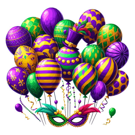 mardi gras Balloons vector illustration isolated backgroundのイラスト素材