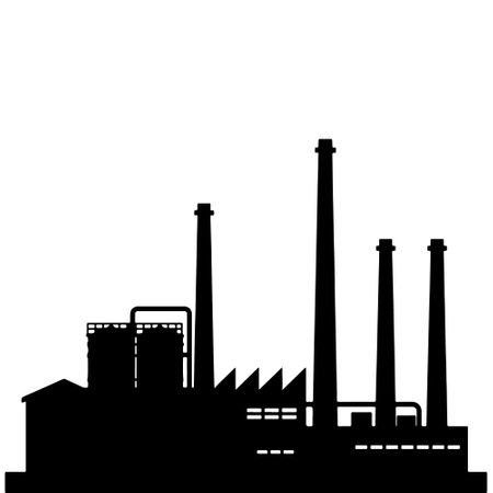factory, silhouette, industrial, plant, manufacturing, industry, building, production, power plant, energy, smokestack, complex, outline, icon, graphic, vector, facility, architecture, construction, pollution, smoke, industrial zone, manufacturing plant, industrial complex, industrial buildingのイラスト素材