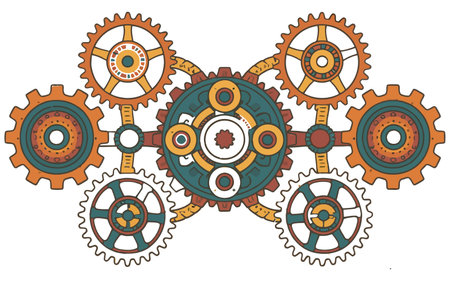 abstract gear wheels, Ornamental Gear and Chain Border for Projectsのイラスト素材