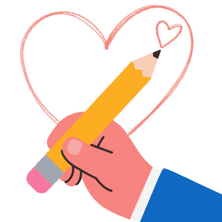 Hand Drawing Heart with Pencil, Love and Creativity Illustrationのイラスト素材