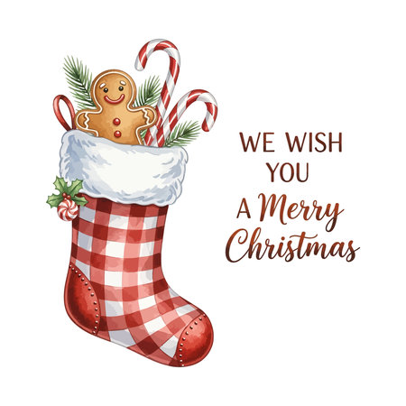 Merry Christmas and Happy New Year Greeting Card. Vector Illustration.のイラスト素材