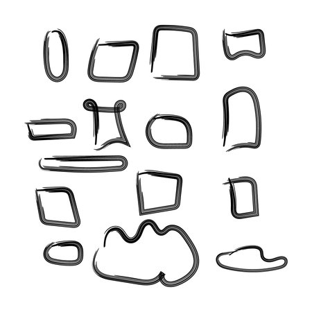 Set of hand drawn doodle frames. Vector Illustration.のイラスト素材