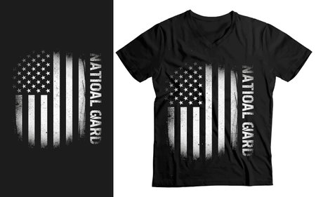 National Guard Distressed American Flag T-Shirt Design Vectorのイラスト素材