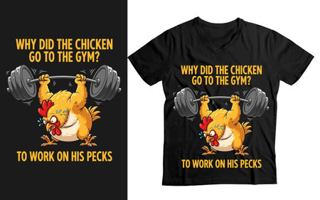 Cartoon Rooster Lifting Barbell - Hilarious Fitness Joke Graphicのイラスト素材
