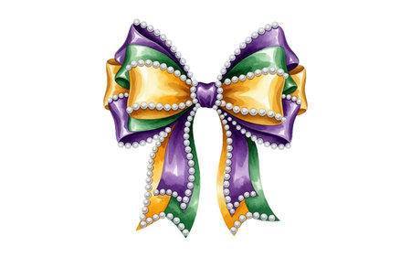 Purple, Green, and Gold Carnival Ribbon Illustration Isolatedのイラスト素材