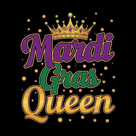 Mardi Gras Queen typography design with golden crownのイラスト素材