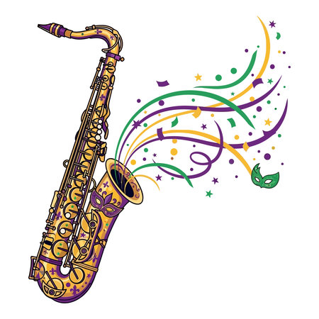 Mardi Gras Saxophone Jazz Music Vectorのイラスト素材