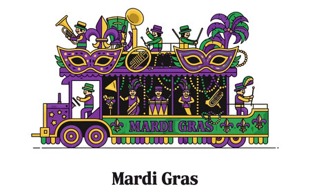 Mardi Gras Parade Float with Musiciansのイラスト素材