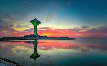 Beautiful Sunrise view at Dammam Al Khobar Corniche Saudi Arabia.の写真素材