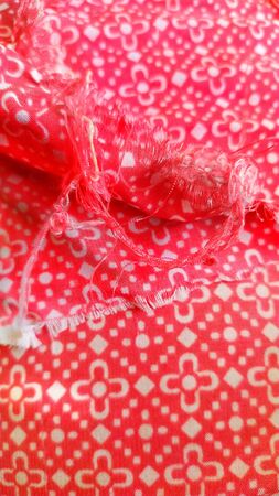 Pink unstitched patches work textured pillow coverの写真素材