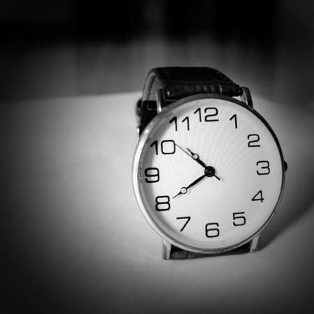 Retro analogous watch with silver white dial.の写真素材