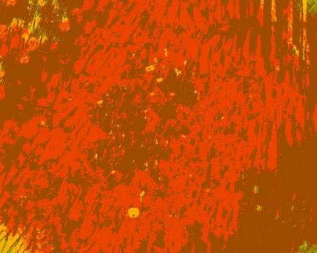 abstract orange background texture with grunge brush strokes and splashesの写真素材