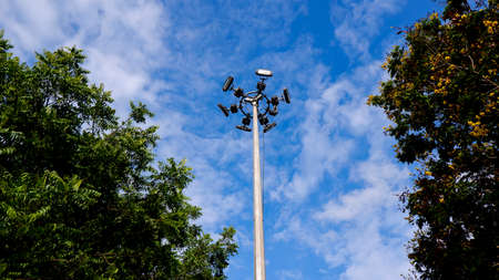 a view of below High Mast lighting pole isolated in outdoor