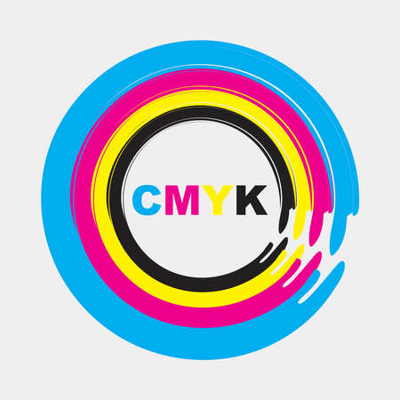 cmyk printing circle waves isolated on grey tint backgroundのイラスト素材