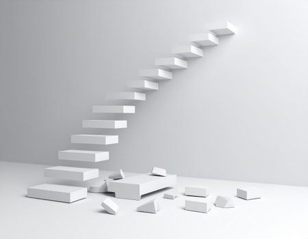 staircase on a white background, 3d render, squareの素材
