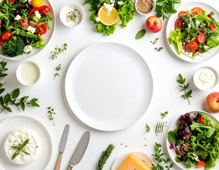 Doctor in a white protective suit and mask pointing at something in the corridorの素材