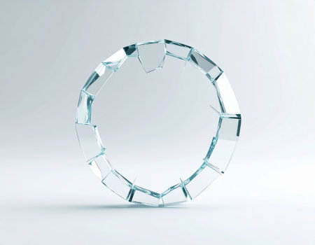 Broken glass isolated on white background. 3d render illustration.の素材
