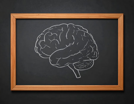Human brain drawn on blackboard. Brainstorming concept. Vector illustrationの素材