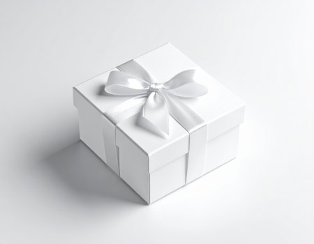 White gift box with a bow on a white background. 3d renderingの素材