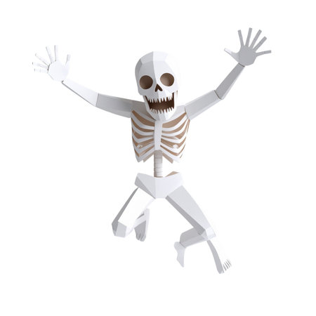 Skeleton jumping isolated on white background. 3d vector illustration.の素材