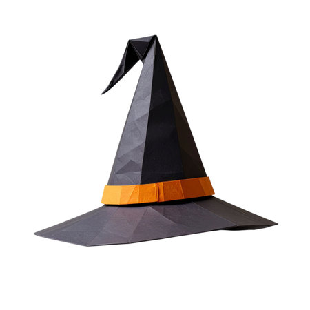Black and orange witch hat isolated on white background with clipping path.の素材