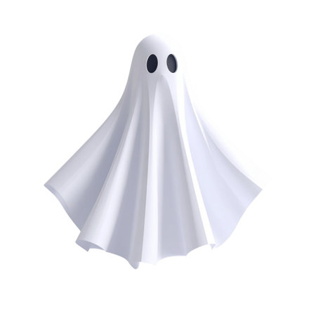 Halloween ghost. Isolated on white background. 3D illustration.の素材