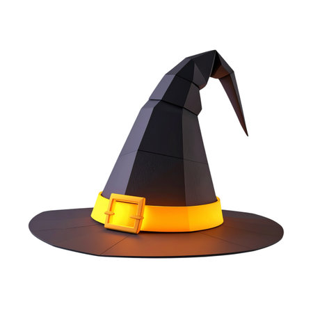 Witch hat isolated on white background. 3d render. Halloween concept.の素材
