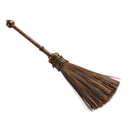 Witch broom isolated on white background. Clipping path included.の素材