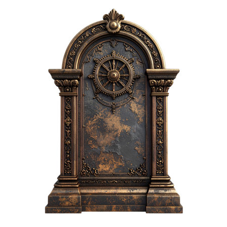 Antique clock isolated on white background. 3d rendering. Computer digital drawing.の素材