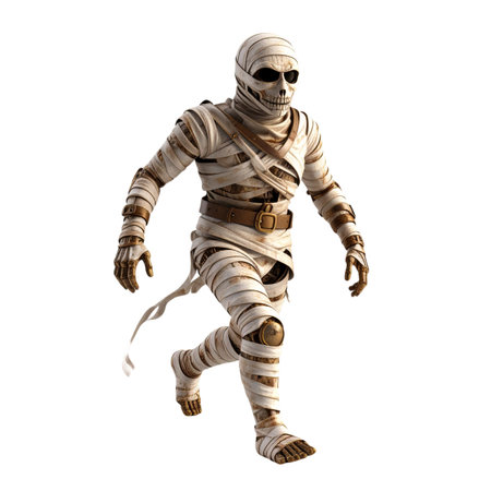 3D rendering of a mummy isolated on white background with clipping pathの素材